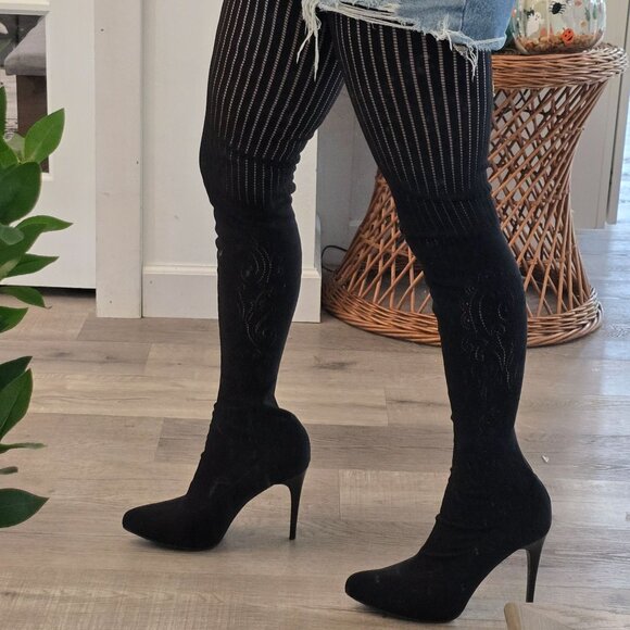 Donald Pliner Elektra thigh high sock heeled boots size 11 Over-The-Knee Boots - Picture 3 of 16